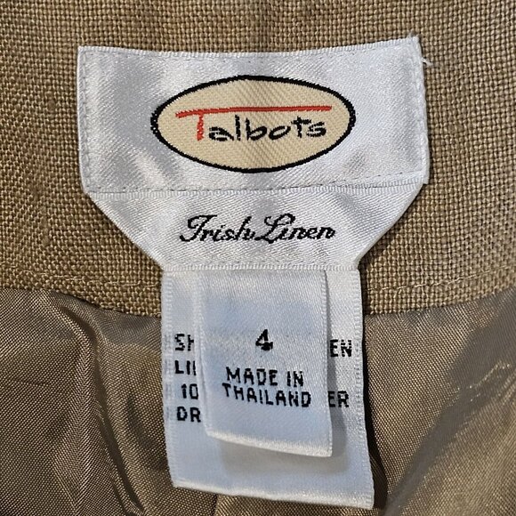 Retro Talbots Irish Linen Pants Lined Tapered 90s Ankle Tan Minimalist Old Money - Picture 7 of 14